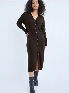 Wilfred Utopia Sweater Midi Dress - Brown- 100% Merino Wool- US (S)- Fits M